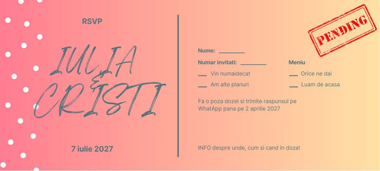 Doza de nunta | roz cald | invitatie + marturie