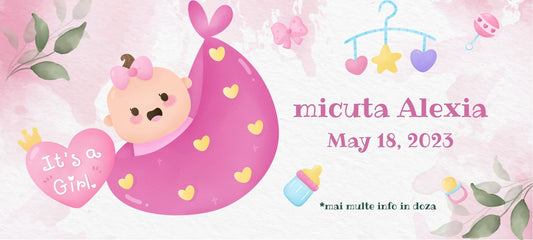 Doza de botez | bebe roz | invitatie + marturie